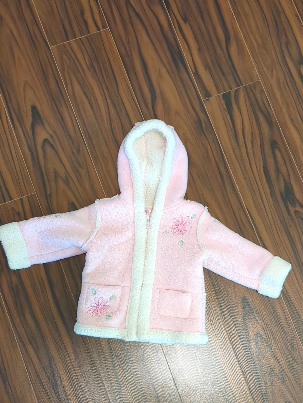 Old Navy Pink Floral Hooded Sherpa Jacket